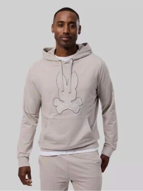 Men’s Psycho Bunny Walter Micro French Terry Hoodie 3XLT Oyster NWT Big & Tall